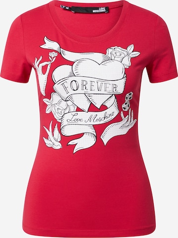 T-shirt Love Moschino en rouge : devant