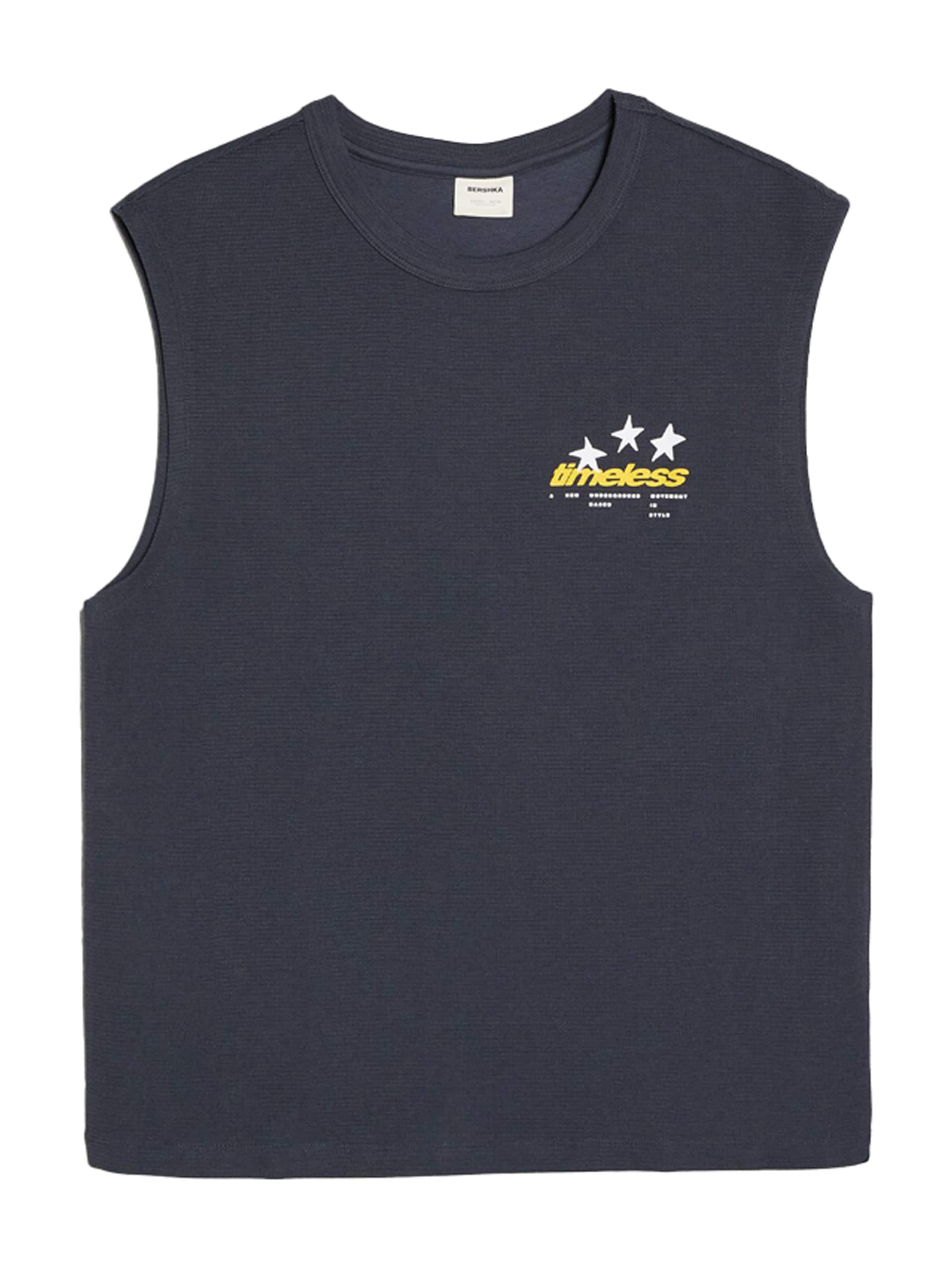 Bershka T-Shirt en XS en marine / jaune / blanc, Vue avec produit