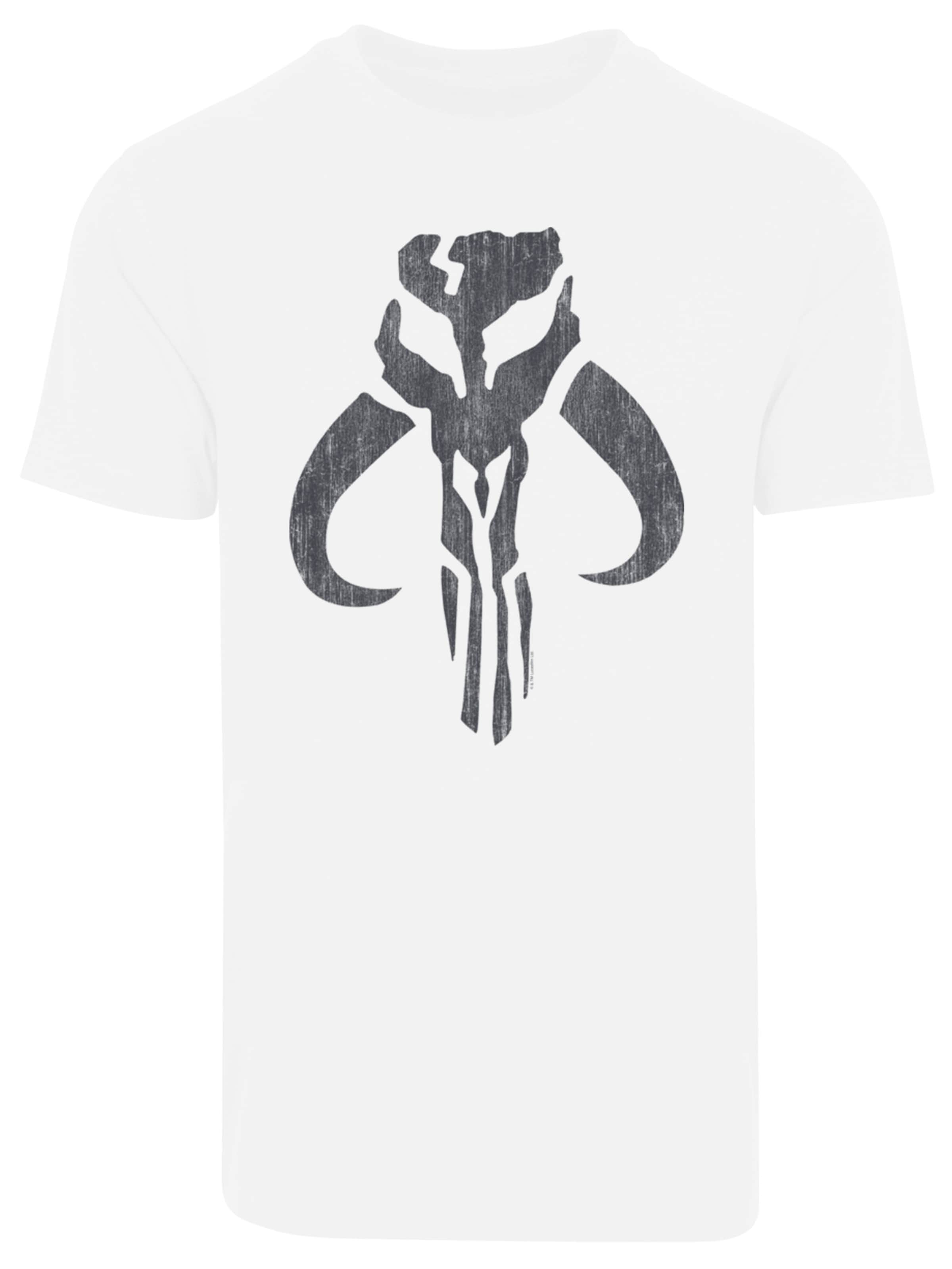 T-Shirt 'Star Wars The Mandalorian Banther Skull' F4NT4STIC en blanc : devant