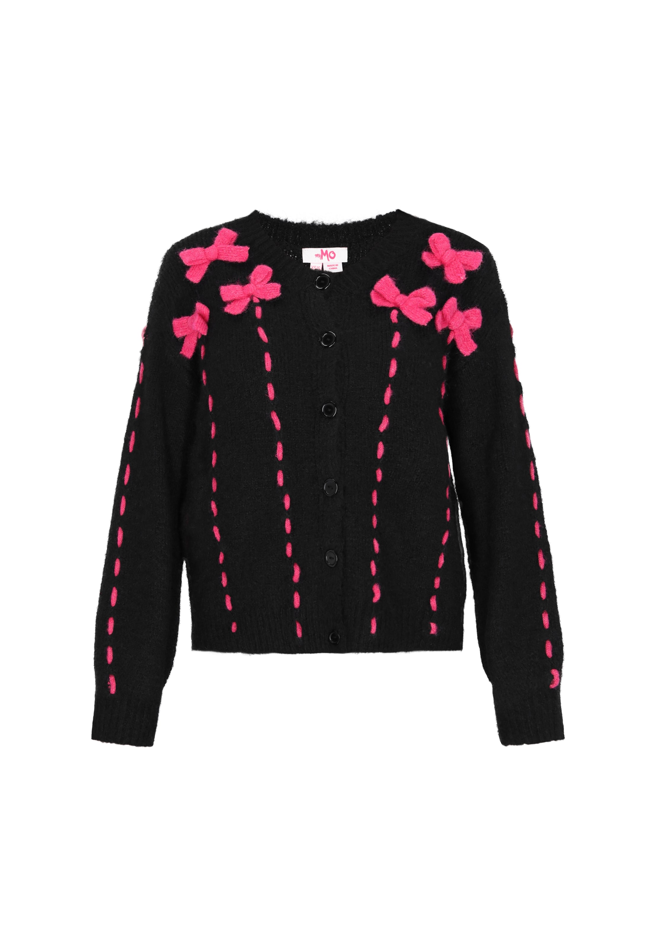 Cardigan dimensiuni mari de la MYMO pe negru: față