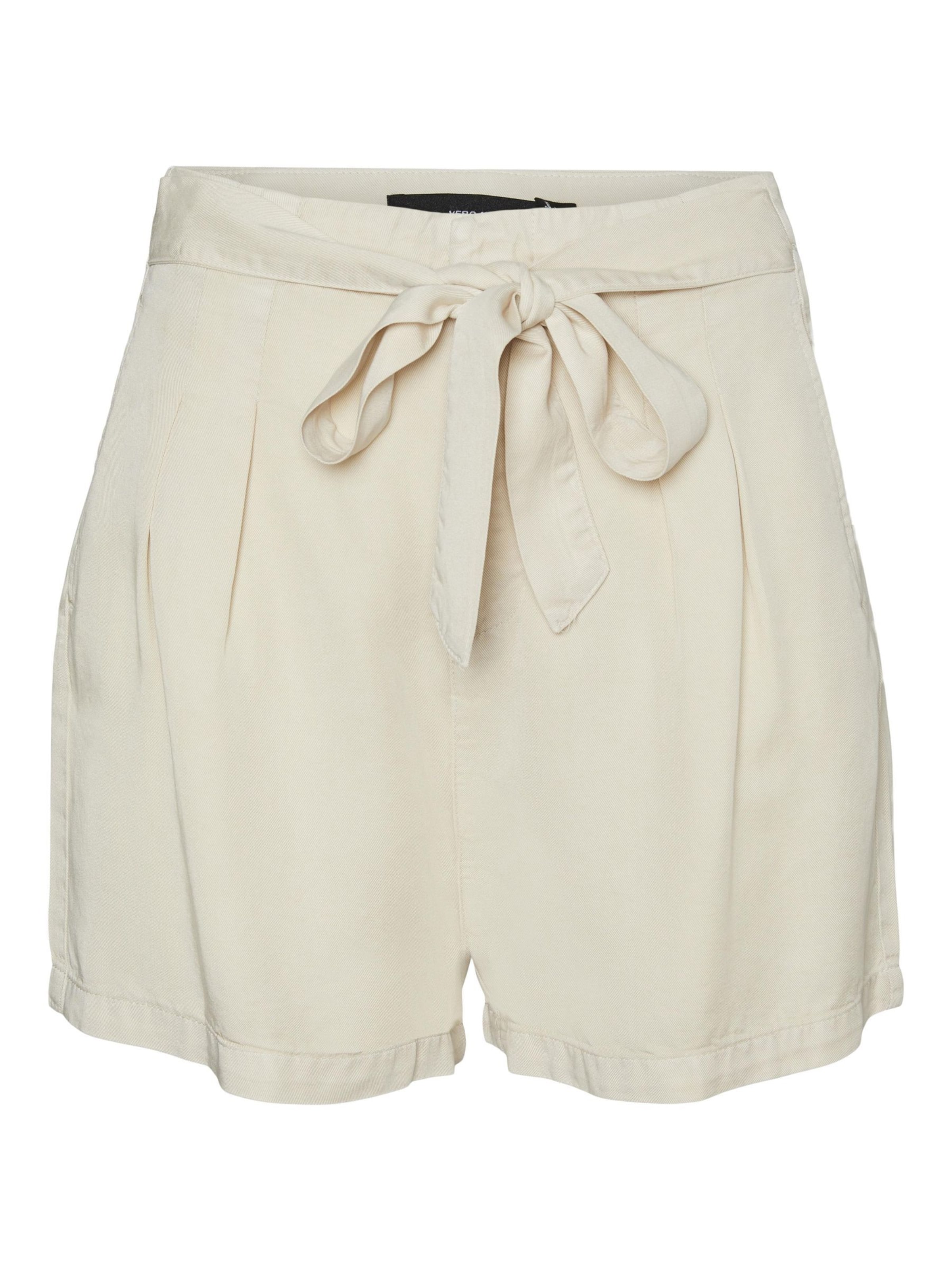 VERO MODA - Calças com pregas 'Mia' em bege: frente