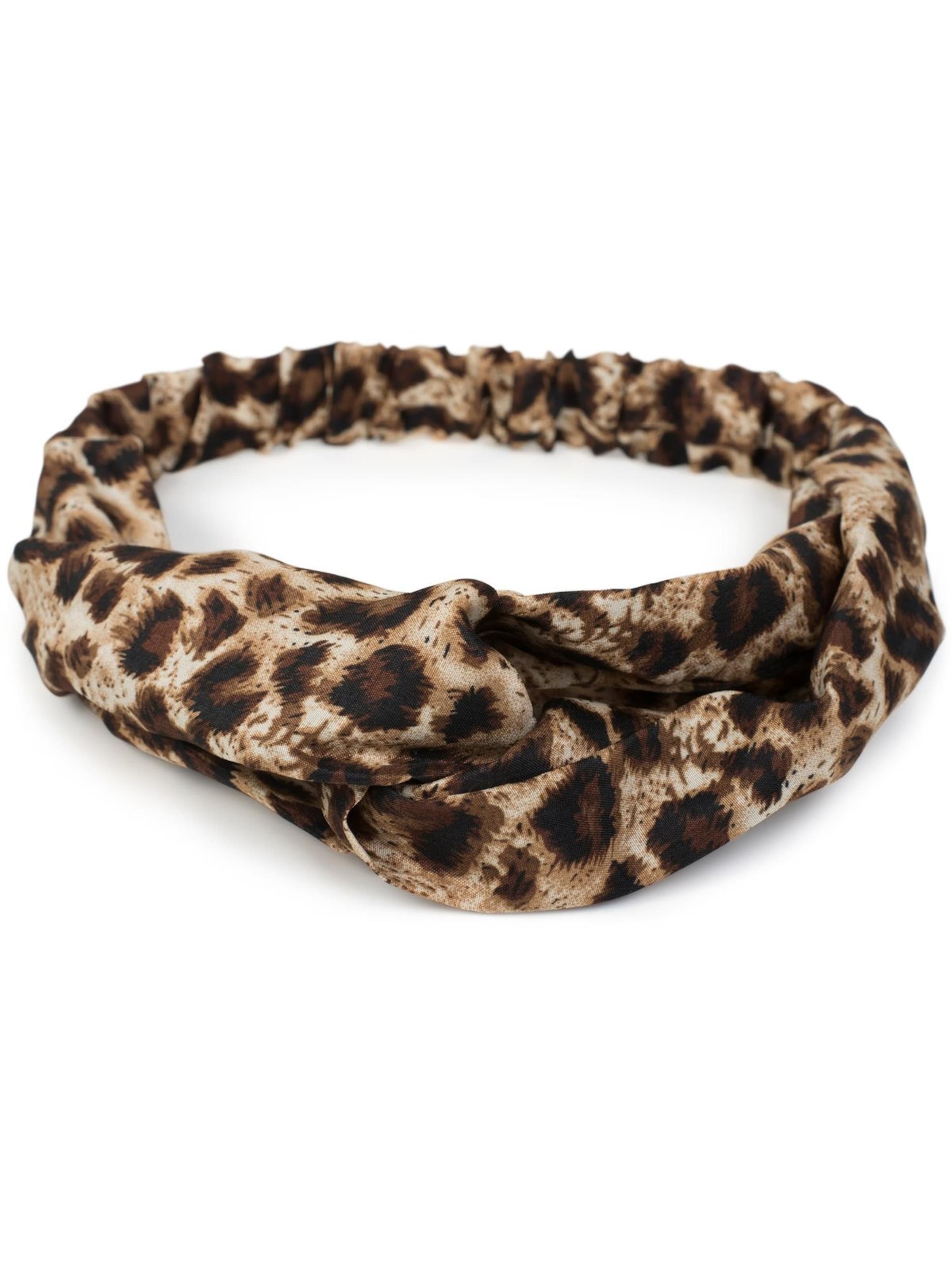 styleBREAKER Hair Jewelry 'Haarband mit Leo Print' in Brown: front
