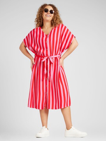 ONLY Carmakoma Shirt Dress 'BILLIE LIFE' in Red