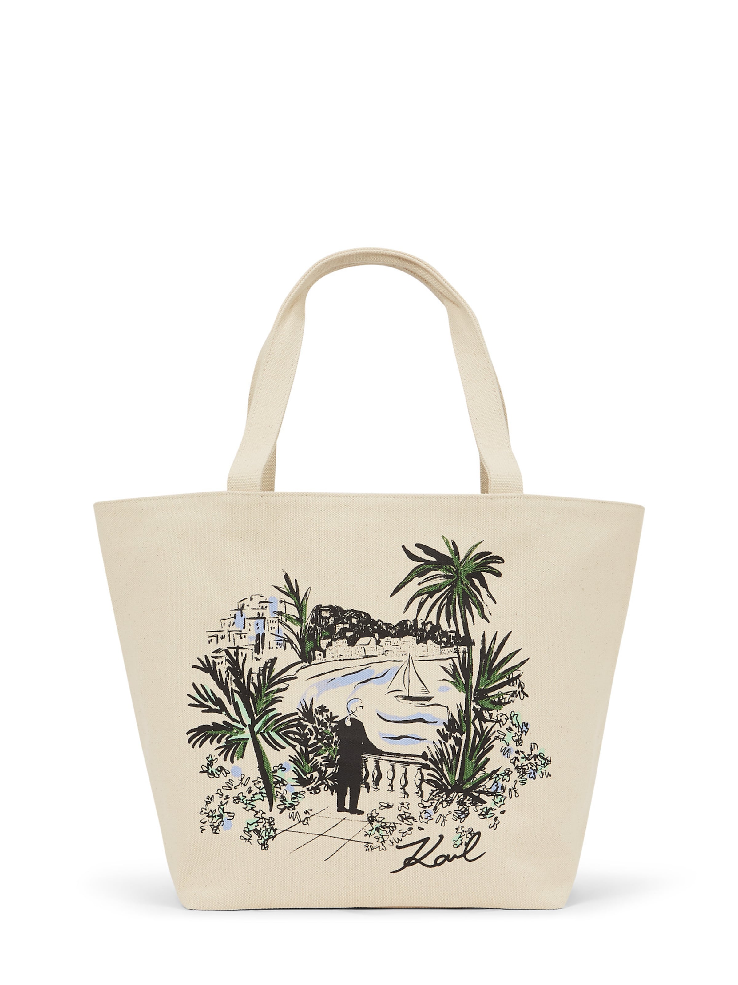 Karl Lagerfeld "Shopper" tipa soma, krāsa - krēmkrāsas / debeszils / tumši zaļš / melns, Preces skats