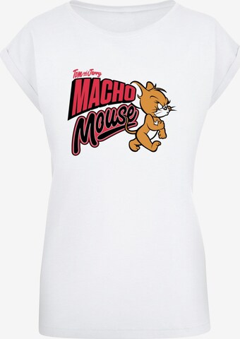 ABSOLUTE CULT Shirt 'Tom And Jerry - Macho Mouse' in White: front