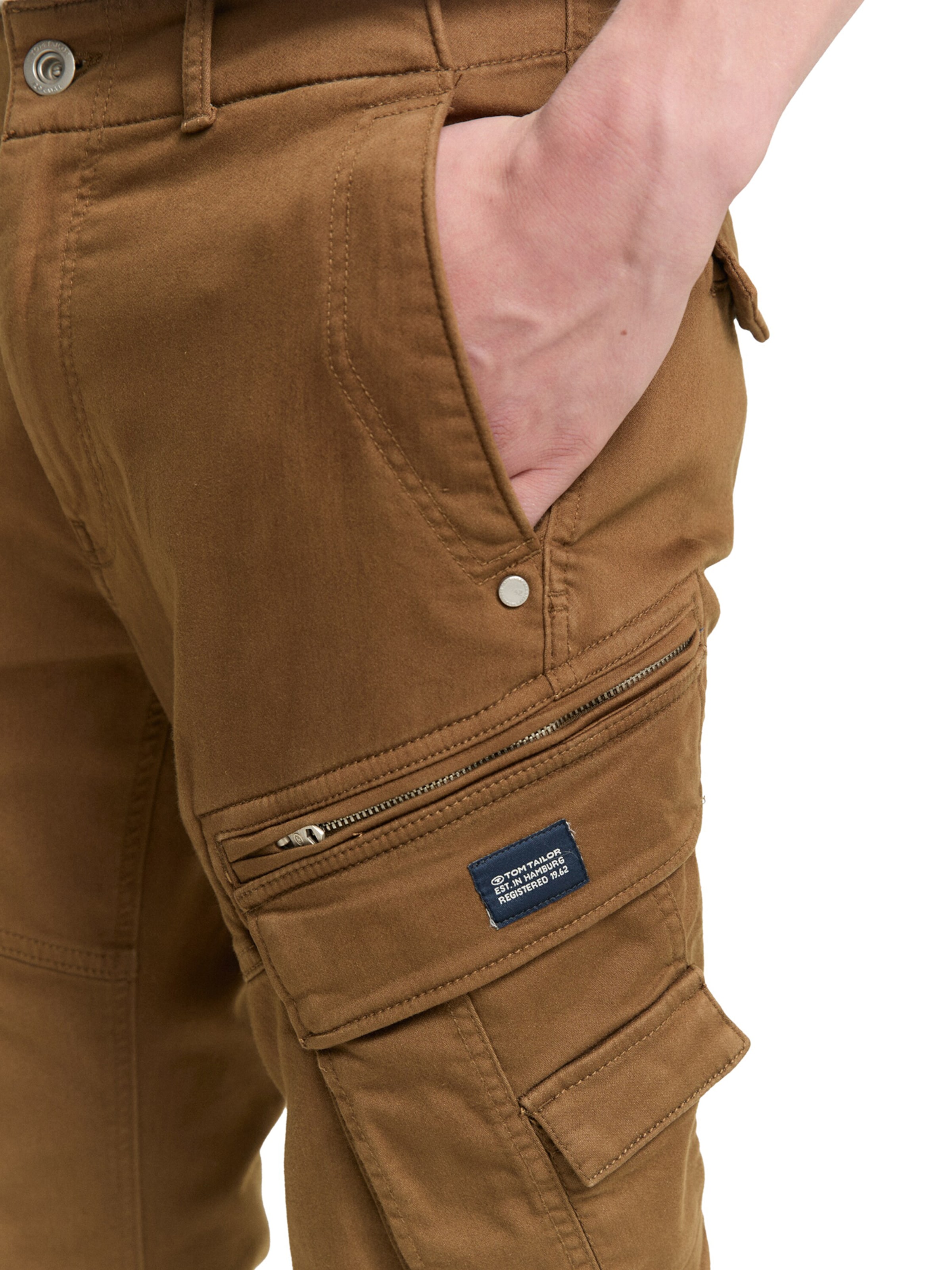 TOM TAILOR Tapered Cargo trousers in Brown
