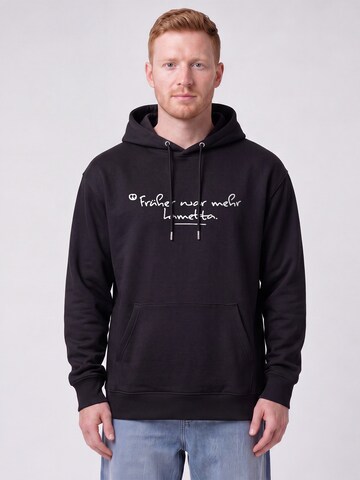 Felpa 'Früher War Mehr Lametta' di Watapparel in nero: frontale