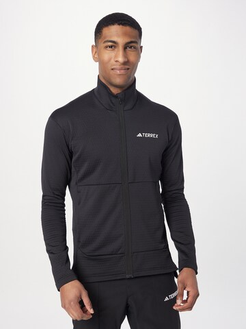 ADIDAS TERREX Athletic Fleece Jacket in Black: front