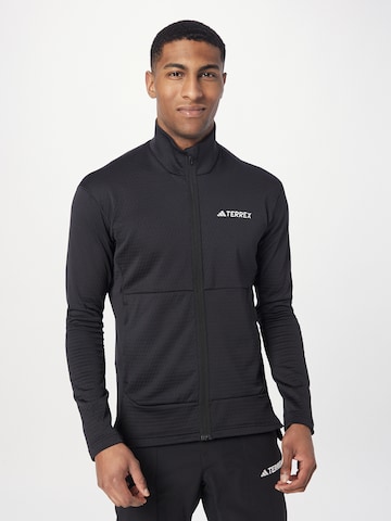 ADIDAS TERREX Funktionele fleece-jas in Zwart: voorkant