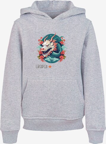 F4NT4STIC Sweatshirt 'Drache mit Blumen' in Grey: front