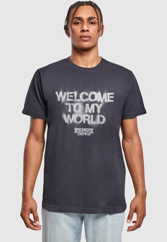 Maglietta 'Stranger Things - Welcome To My World' di ABSOLUTE CULT in blu: frontale