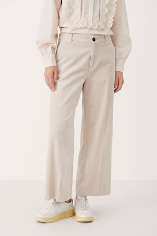 Part Two Wide leg Pleated Pants in Beige: front