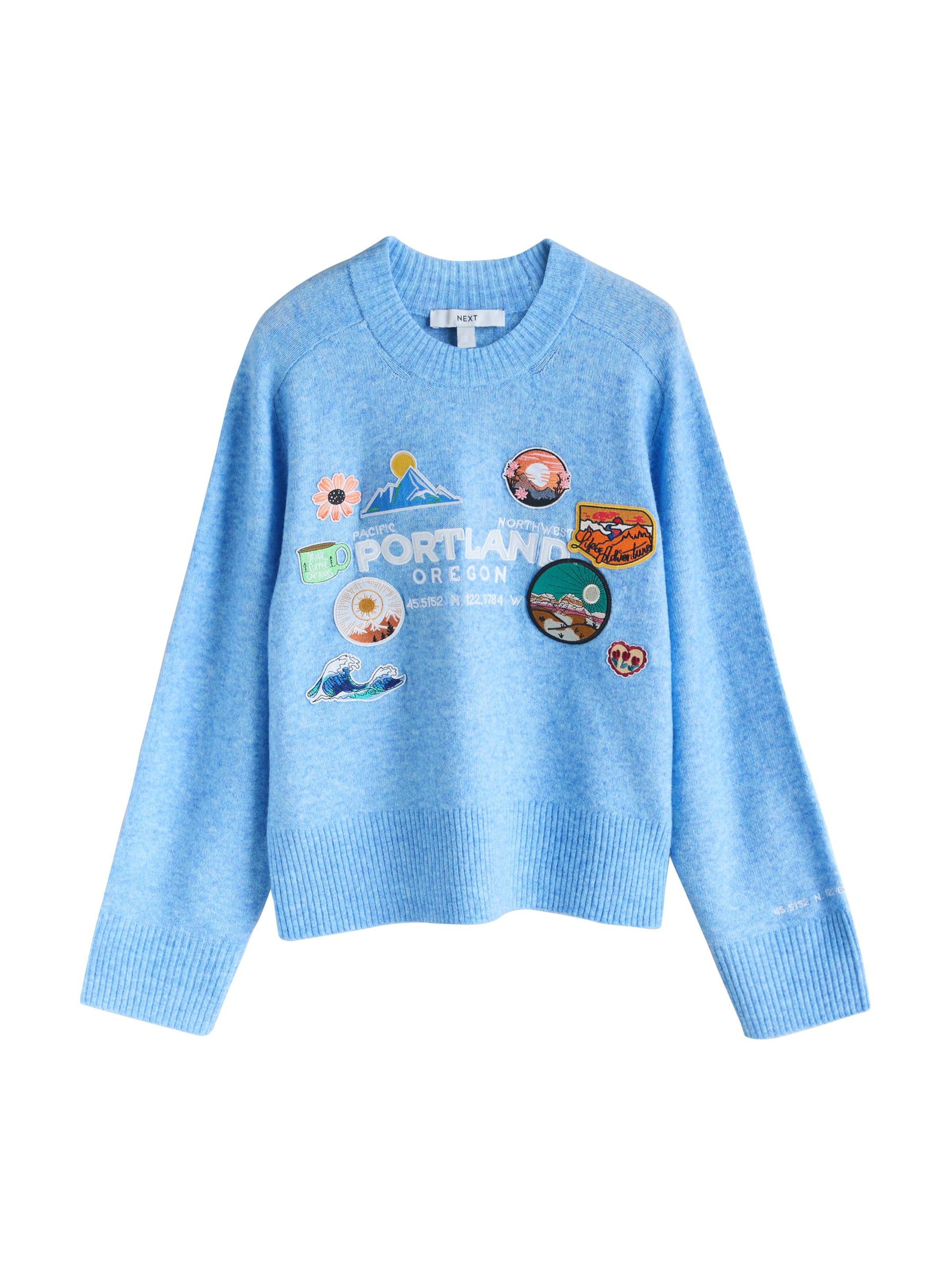 Pulover Next pe azur / corai / negru / alb, Vizualizare produs