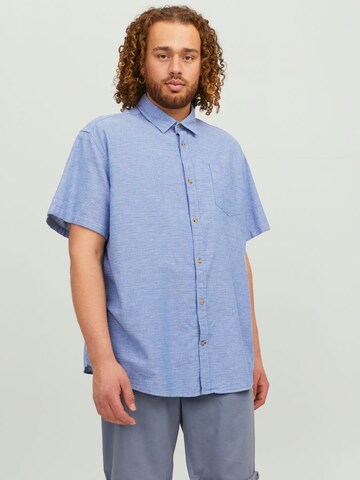 Jack & Jones Plus Slim fit Button Up Shirt in Blue: front