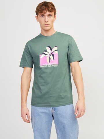 JACK & JONES Shirt 'JORTAMPA AOP BRANDING TEE' in Groen: voorkant