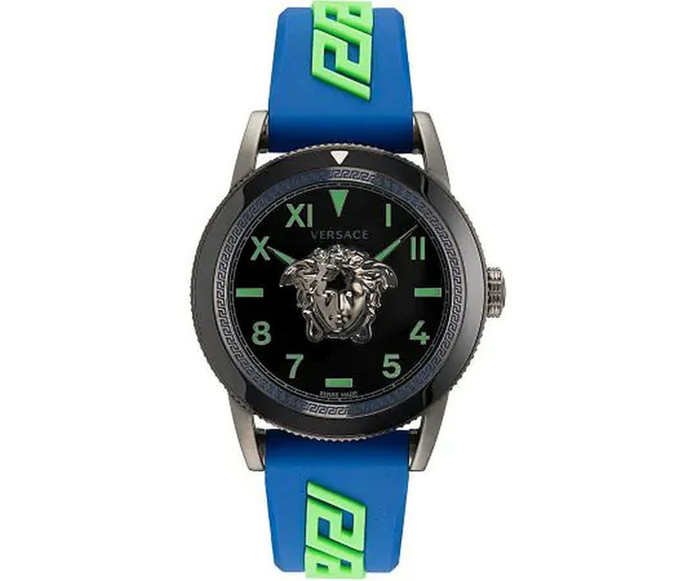VERSACE Analoguhr 'Palazzo' in blau / neongrün / schwarz, Produktansicht