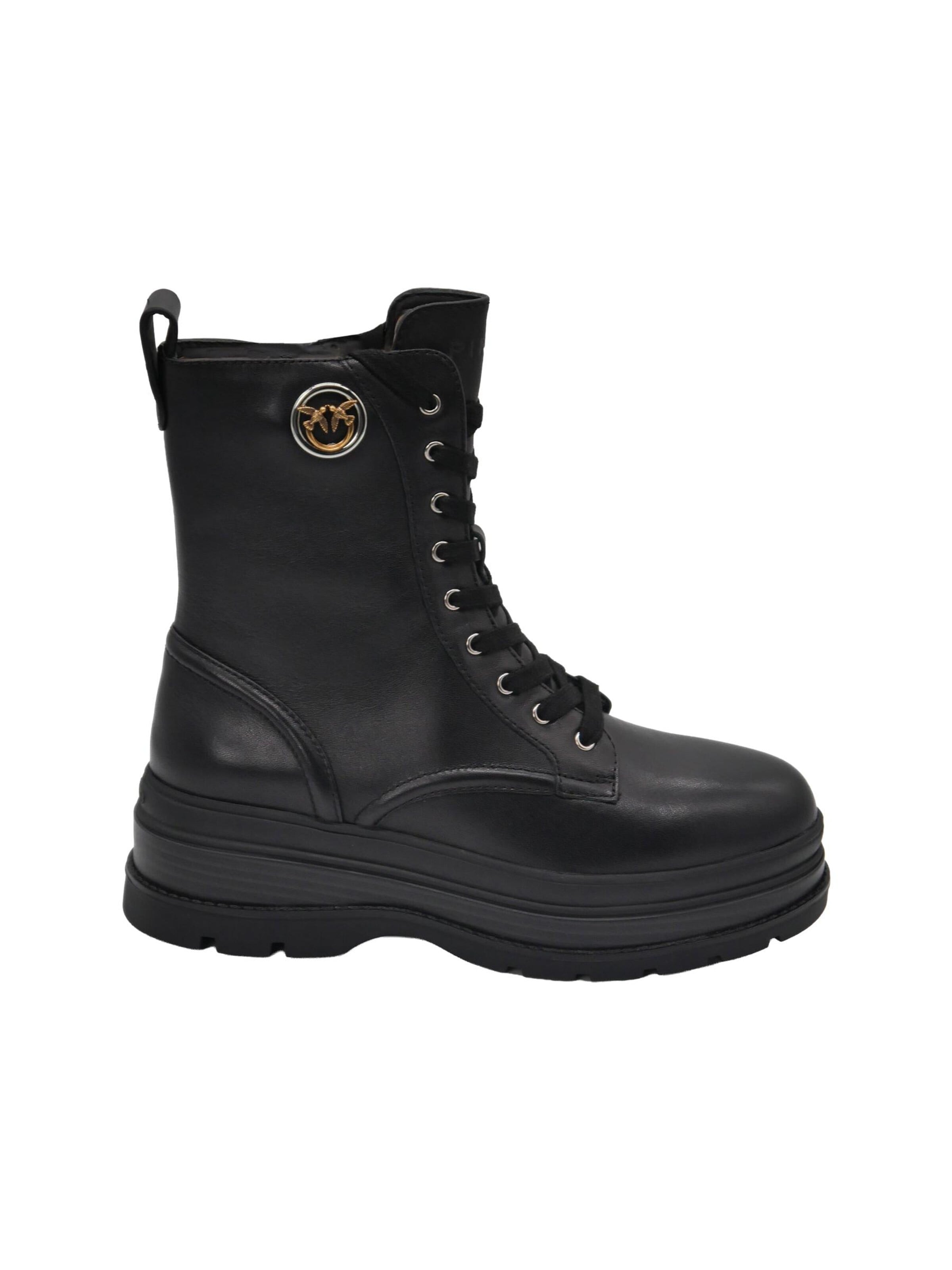 PINKO - Botines con cordones 'EVA' en negro: frente