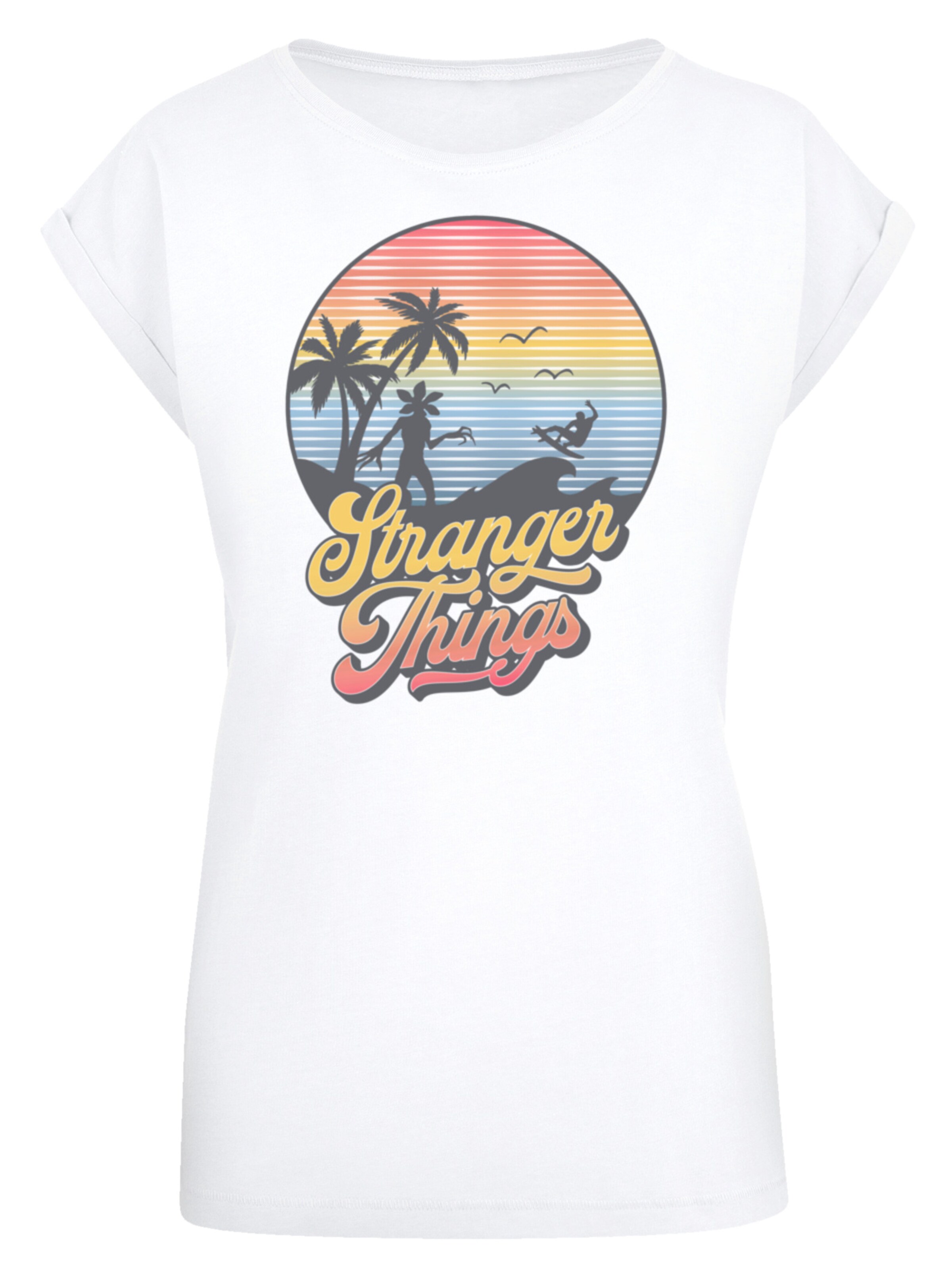 T-shirt 'Stranger Things LA Gradient Netflix TV Series' F4NT4STIC en blanc : devant