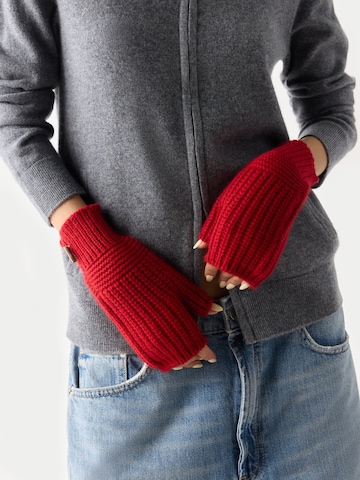GOBI Cashmere Torgvantar 'Rib-Knit Cashmere Gloves' i röd: framsida