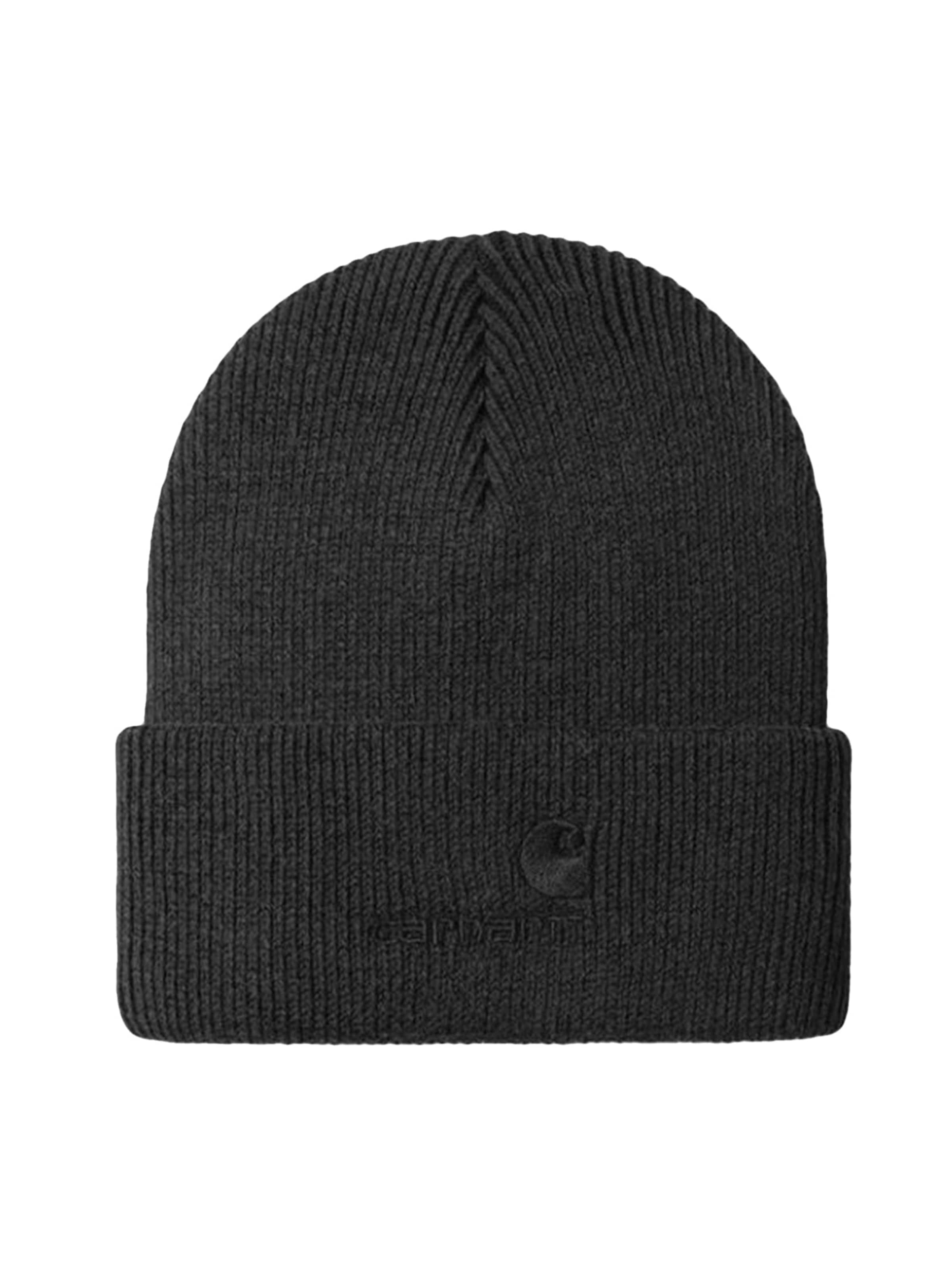 Carhartt WIP Muts 'LAMBERT BEANIE BLACK MOON WASH' in Zwart: voorkant