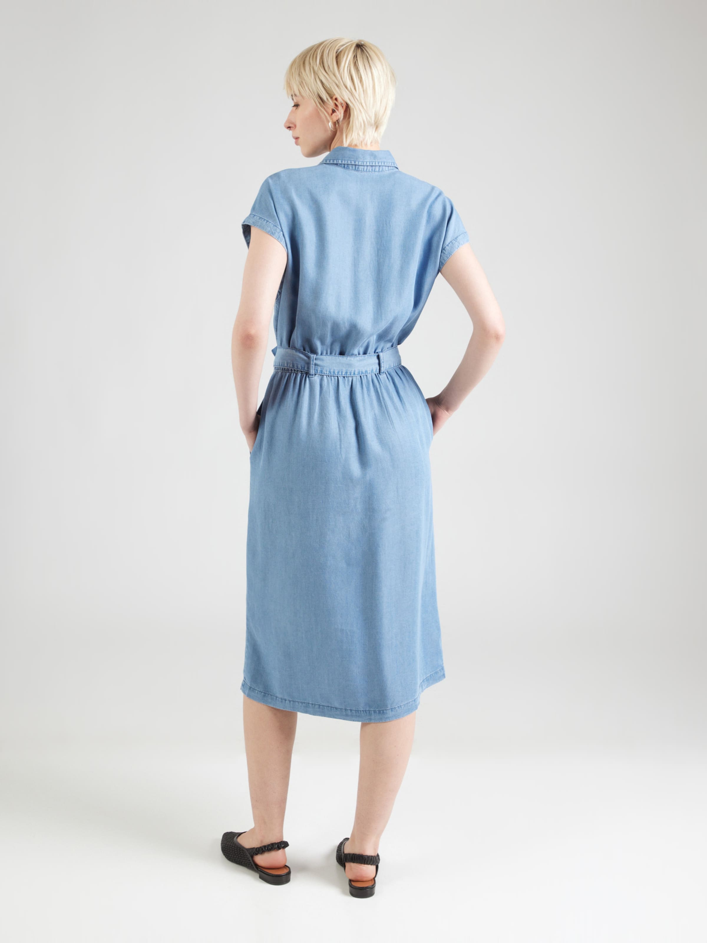 Robe Fille Benetton 128 - Jersey Bleu à Pois - TOP 1016 - Occasion Très Bon état