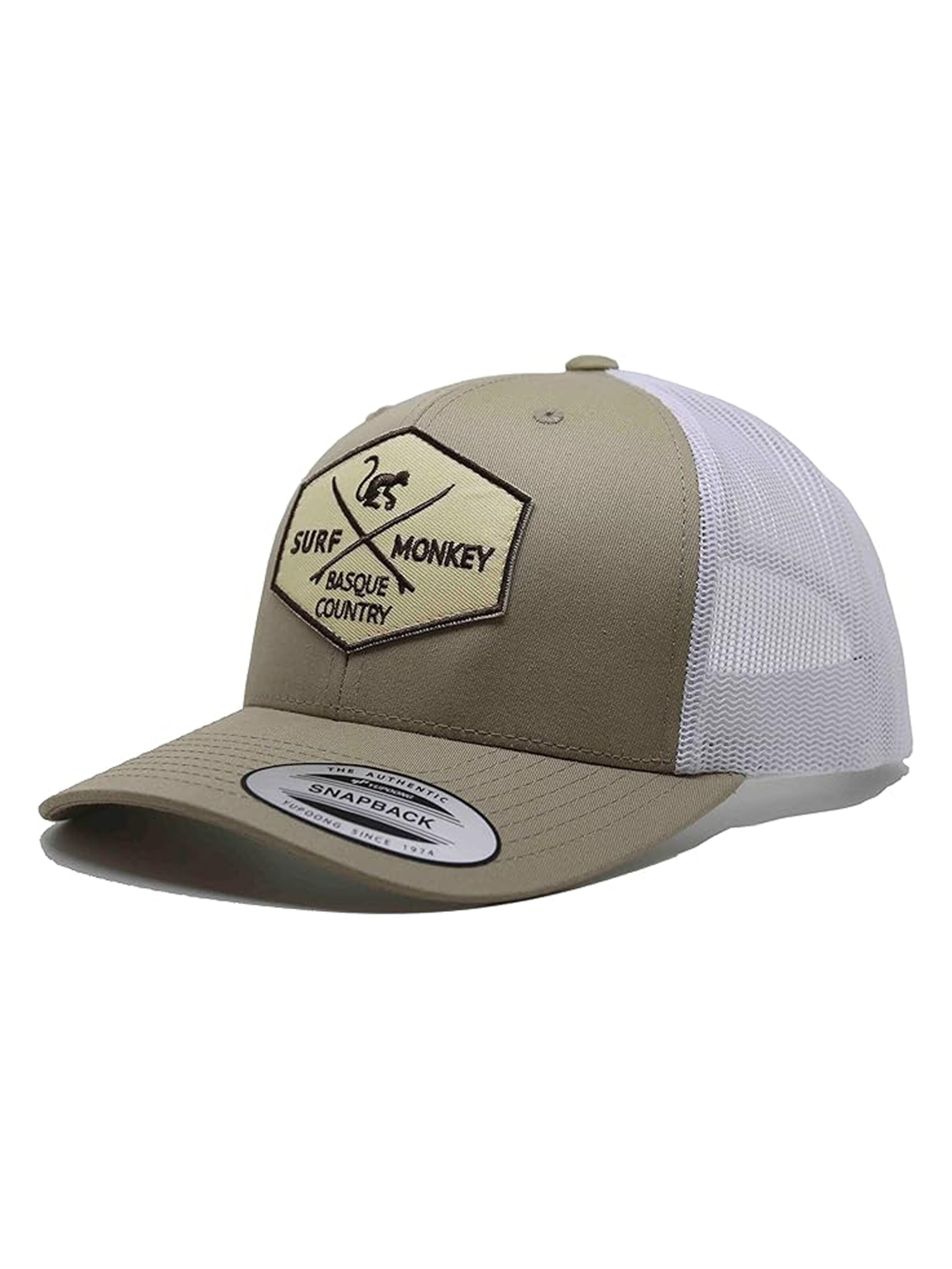 Surf Monkey Athletic Cap in Beige: front