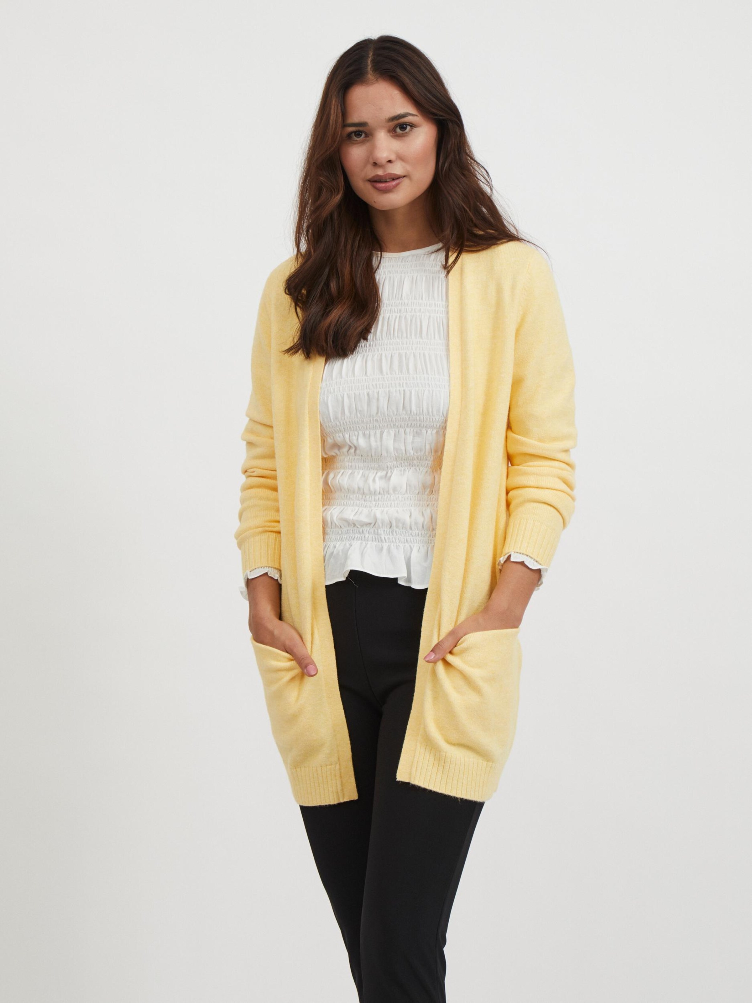 VILA Knit Cardigan 'Ril' in Yellow 