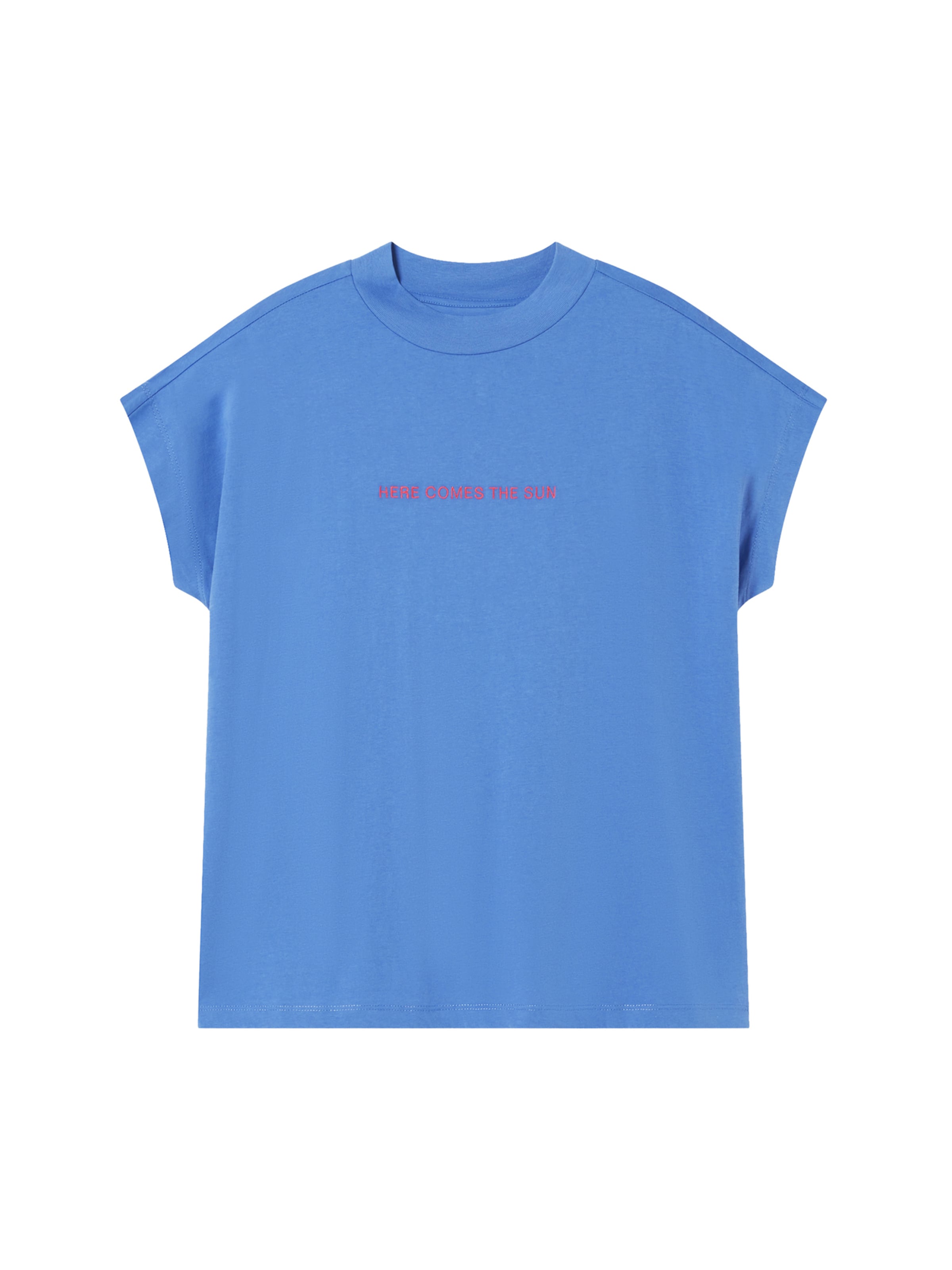 T-shirt 'HERES COMES THE SUN' Thinking MU en bleu : devant