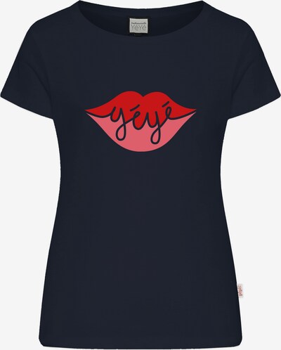 Mademoiselle YéYé Shirt 'A Big Kiss' (GOTS) in dunkelblau / rot, Produktansicht