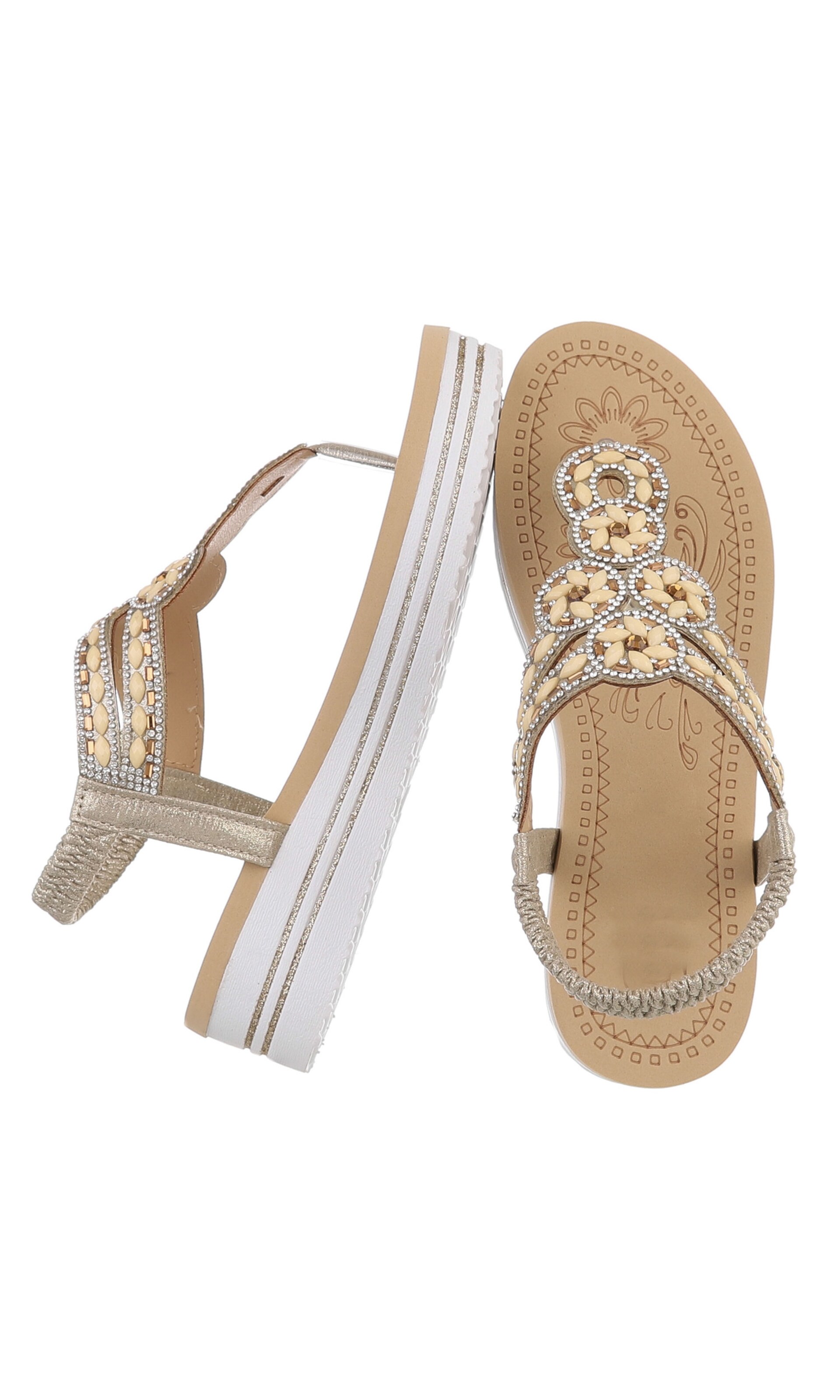 Ital-Design T-Bar Sandals in Gold