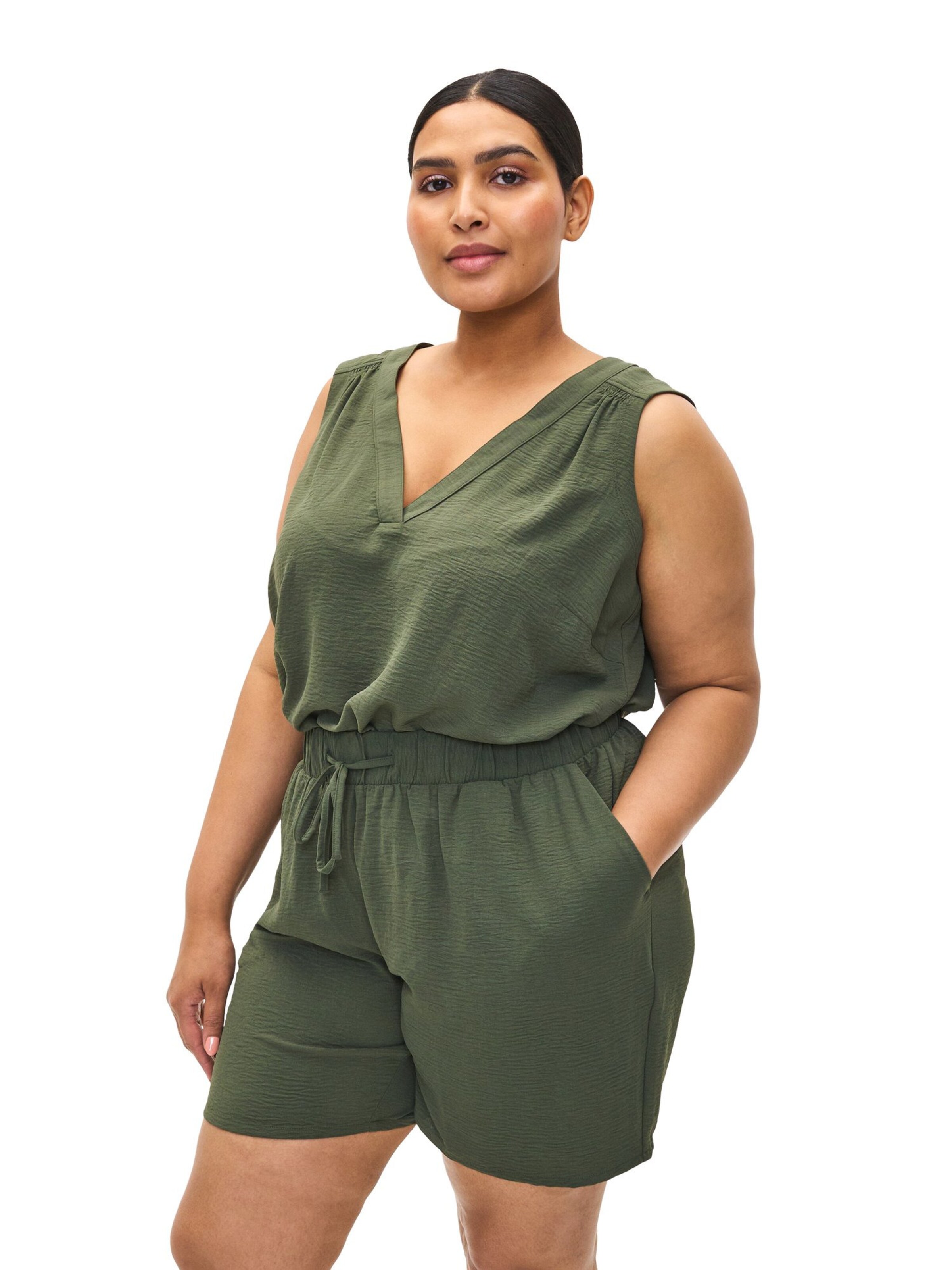 Zizzi Loose fit Trousers 'Mfikka' in Green