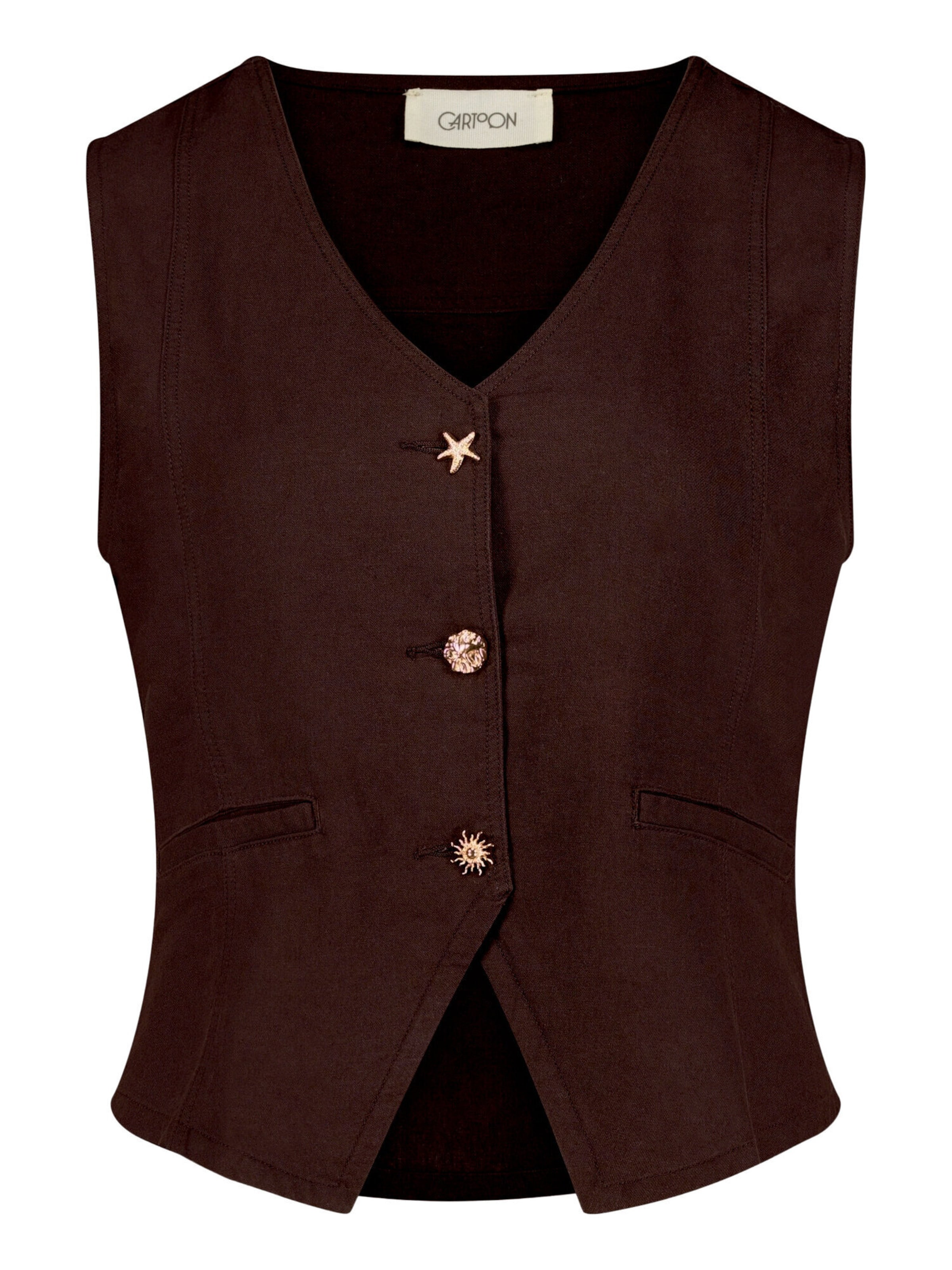 Cartoon Vest in Brown: front