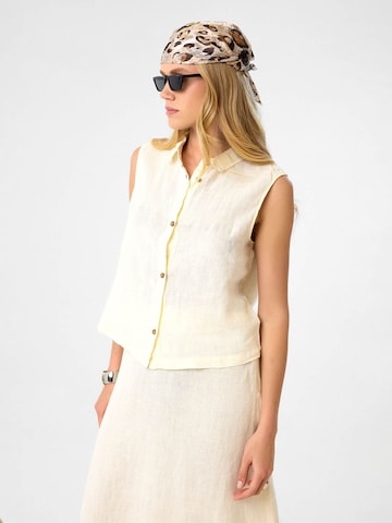 DIMI Blouse 'Kurze Damen Leinen Top' in Beige: front