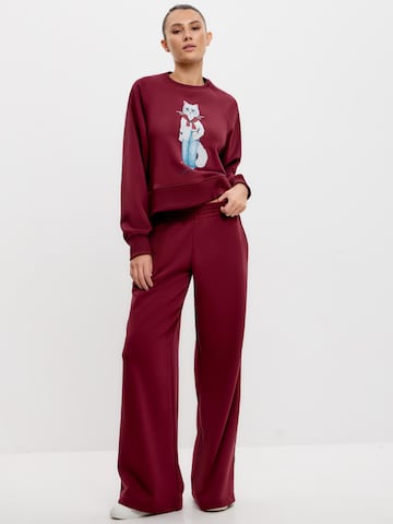 Cat e Lolette Sweatshirt 'Cat with Coffee' in Red
