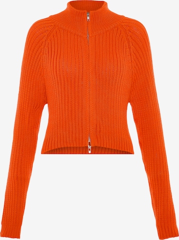Geacă tricotată de la MYMO pe portocaliu: față