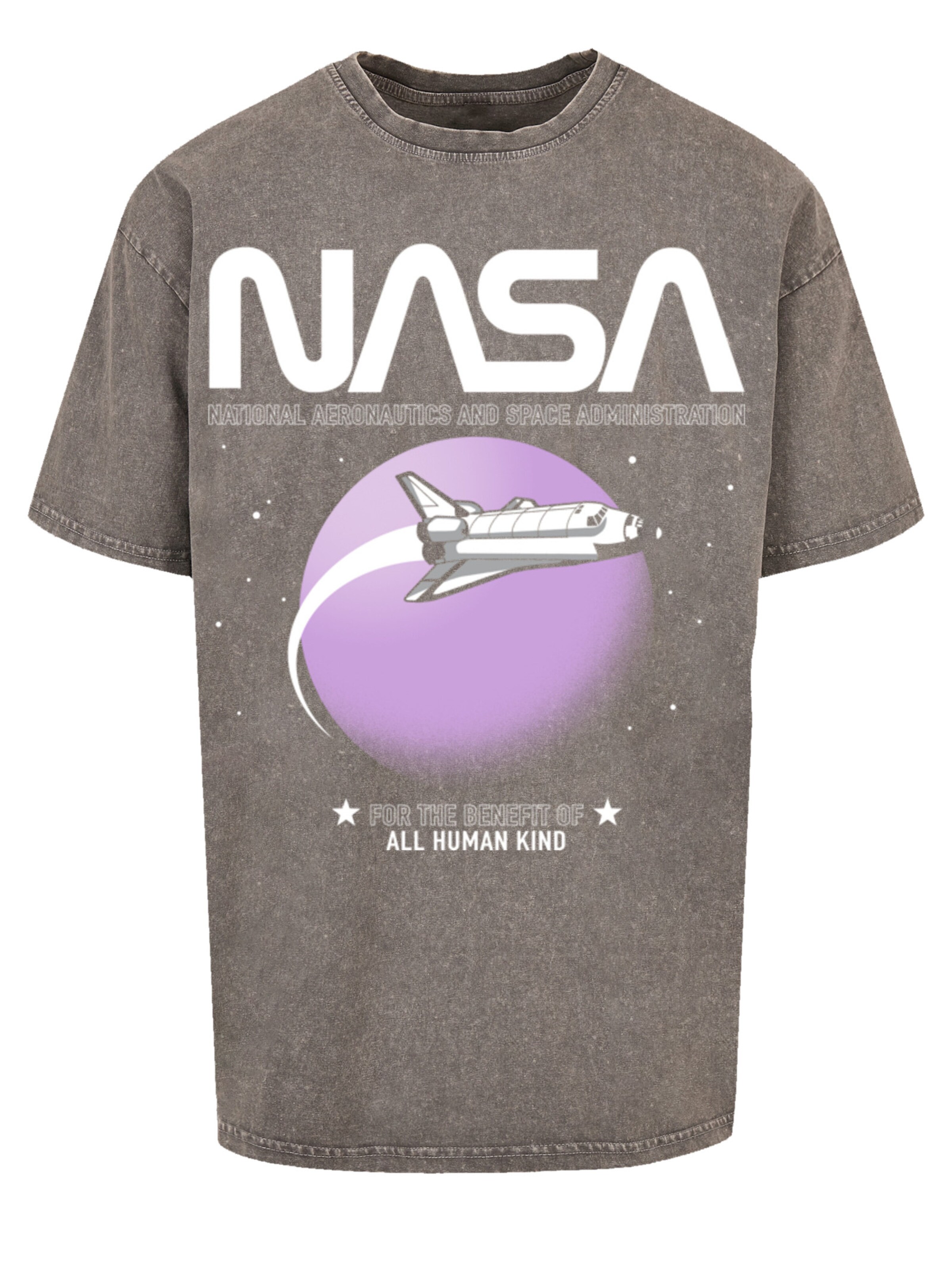 F4NT4STIC Shirt 'NASA Shuttle Orbit' in Grijs: voorkant