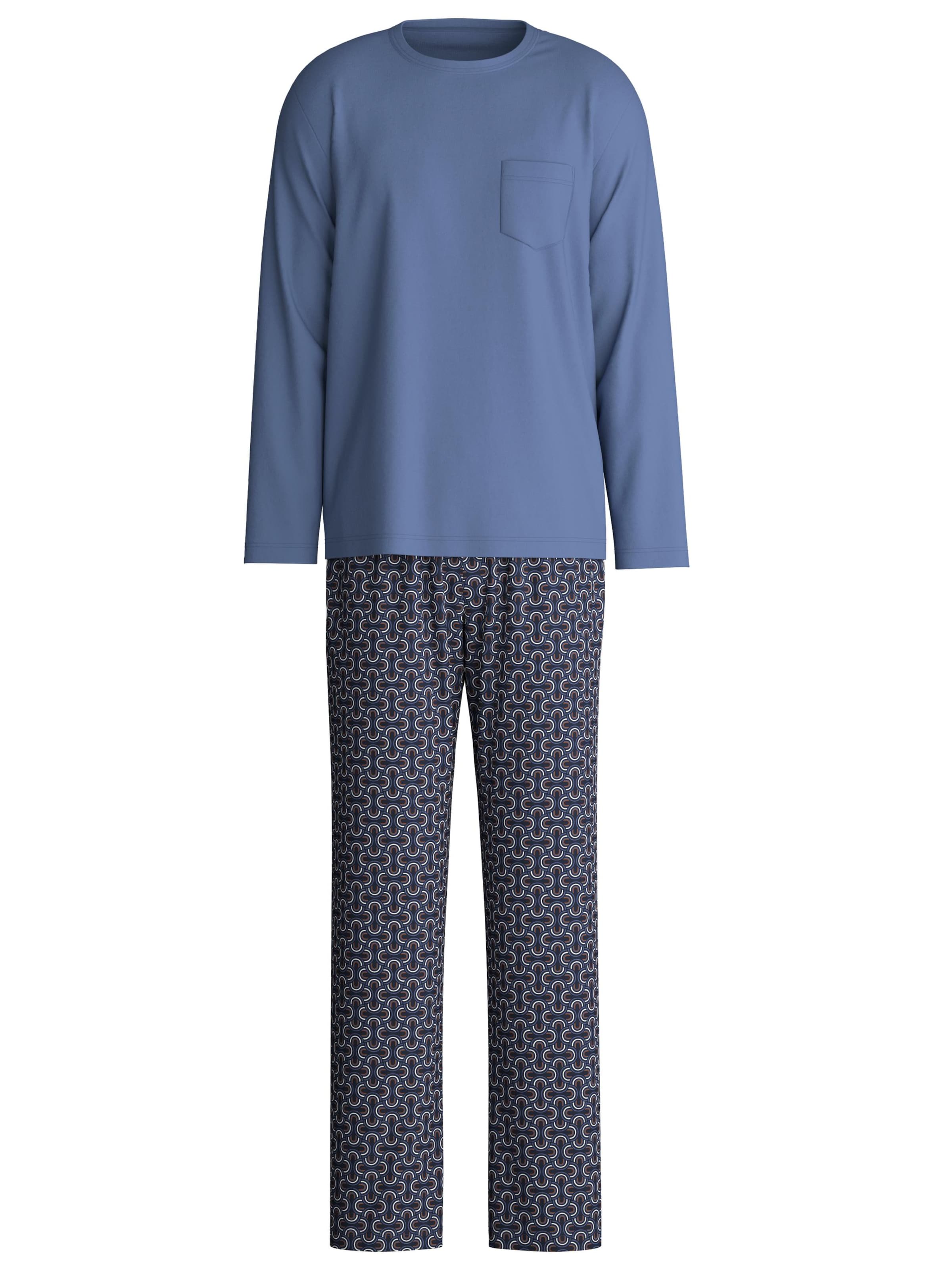 CALIDA Pyjama lang 'Relax Imprint'‌‌‌‌‌‌‌ in Blau: Vorderseite