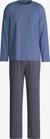 CALIDA Pyjama lang 'Relax Imprint' in Blau: Vorderseite