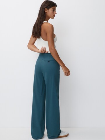 Wide Leg Pantalon à plis Pull&Bear en bleu