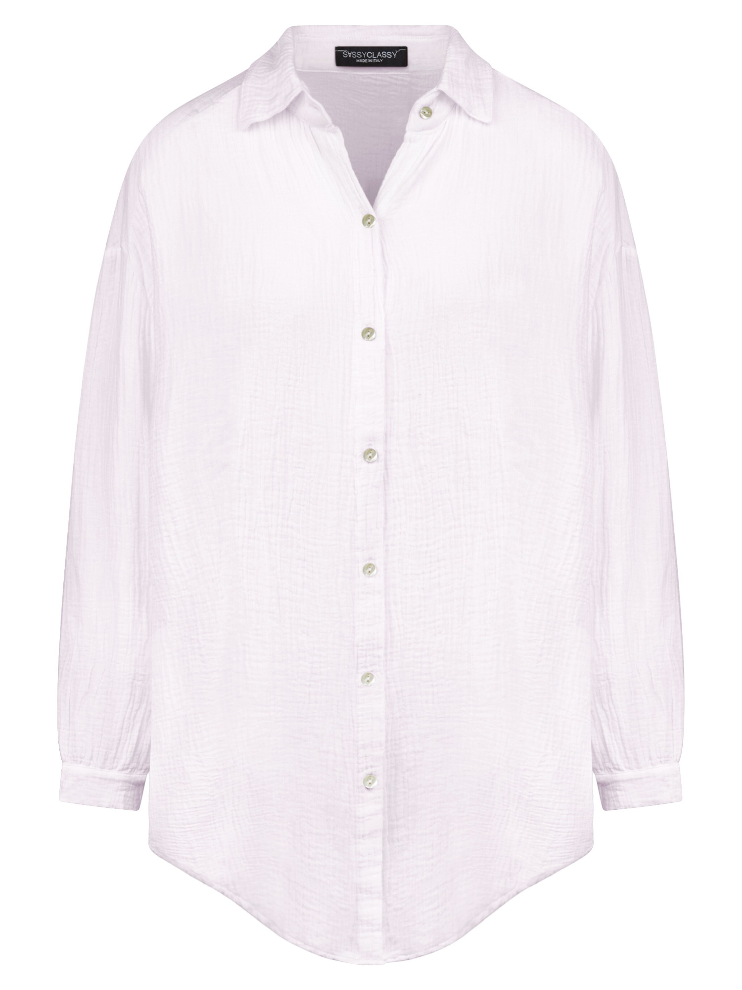 SASSYCLASSY Bluse 'kürzere Variante' in Weiß: Vorderseite