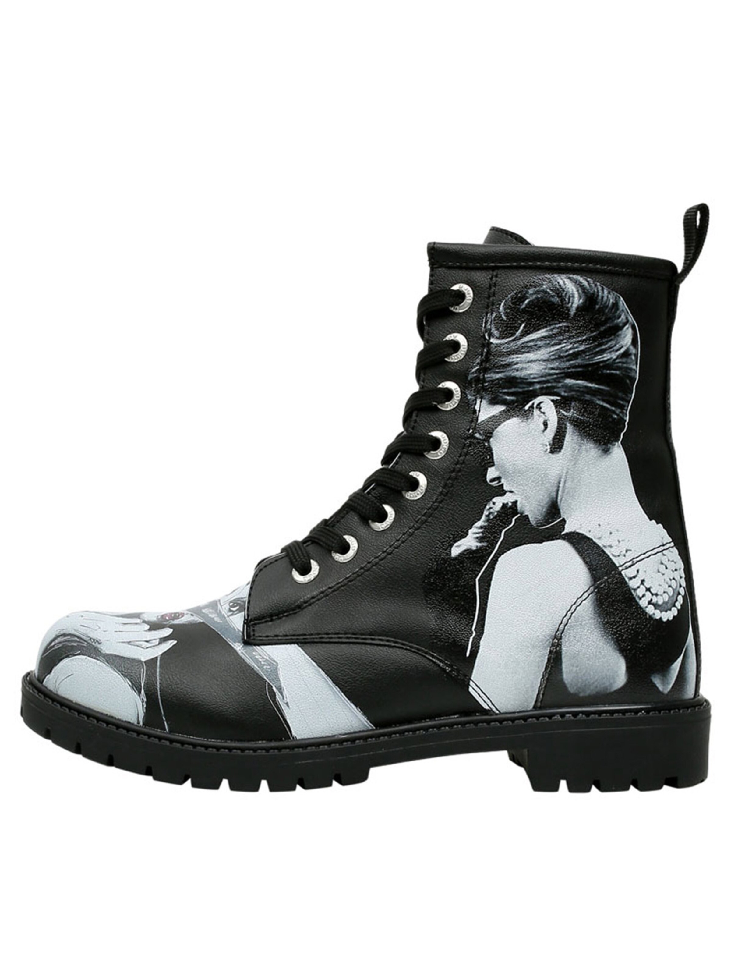 DOGO Schnürstiefel 'Go Back to Being Yourself BLACK'‌‌‌‌‌‌ in Schwarz: Vorderseite