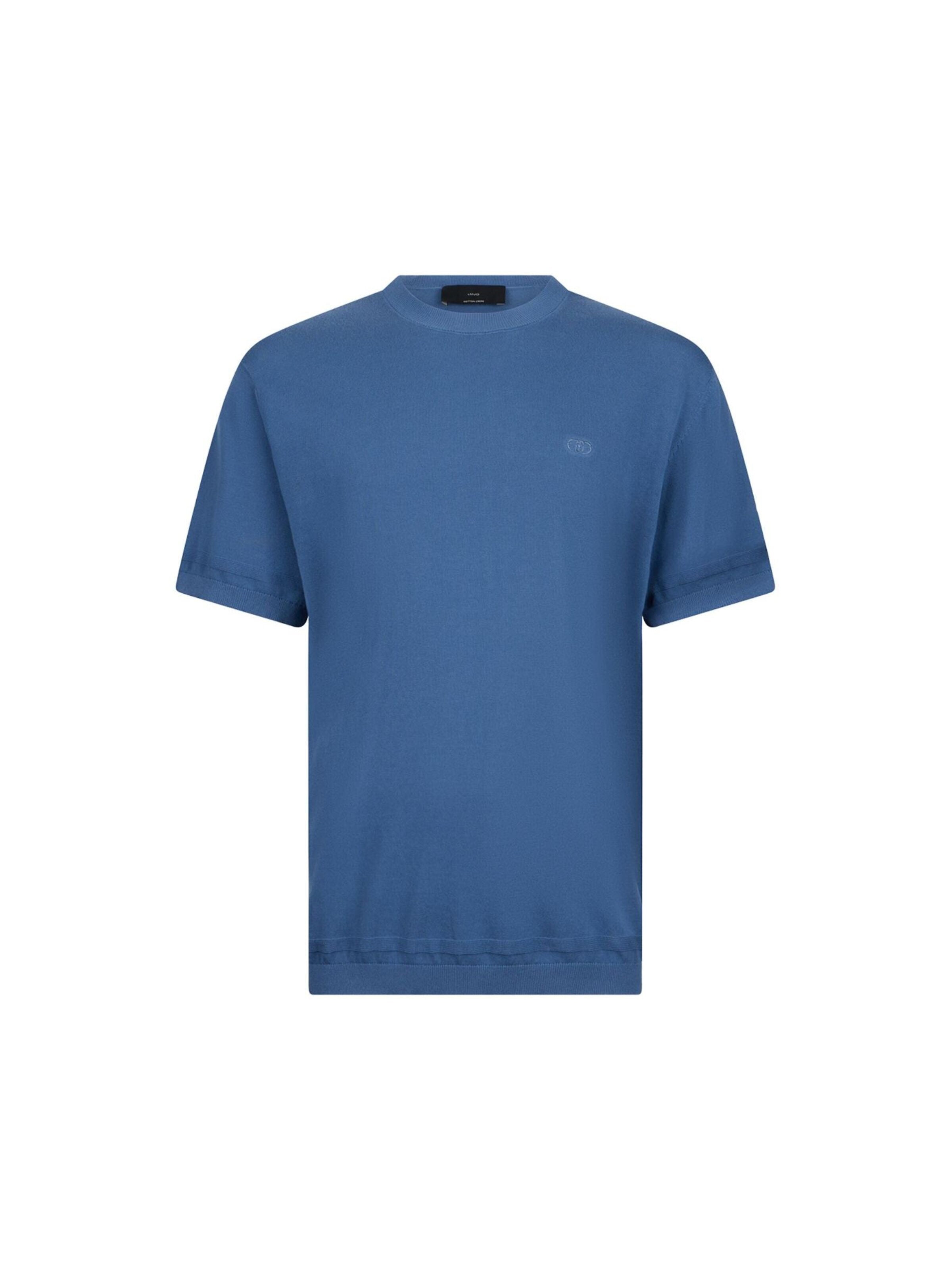 Liu Jo Koszulka 'LIU JO UOMO MAGLIA SHORTCREPE Maglieria' w kolorze niebieski: przód