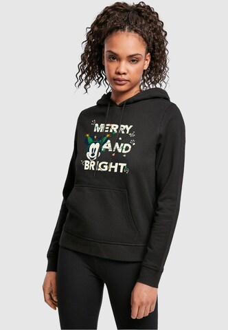 ABSOLUTE CULT Sweatshirt 'Mickey Mouse - Merry And Bright' in Zwart: voorkant