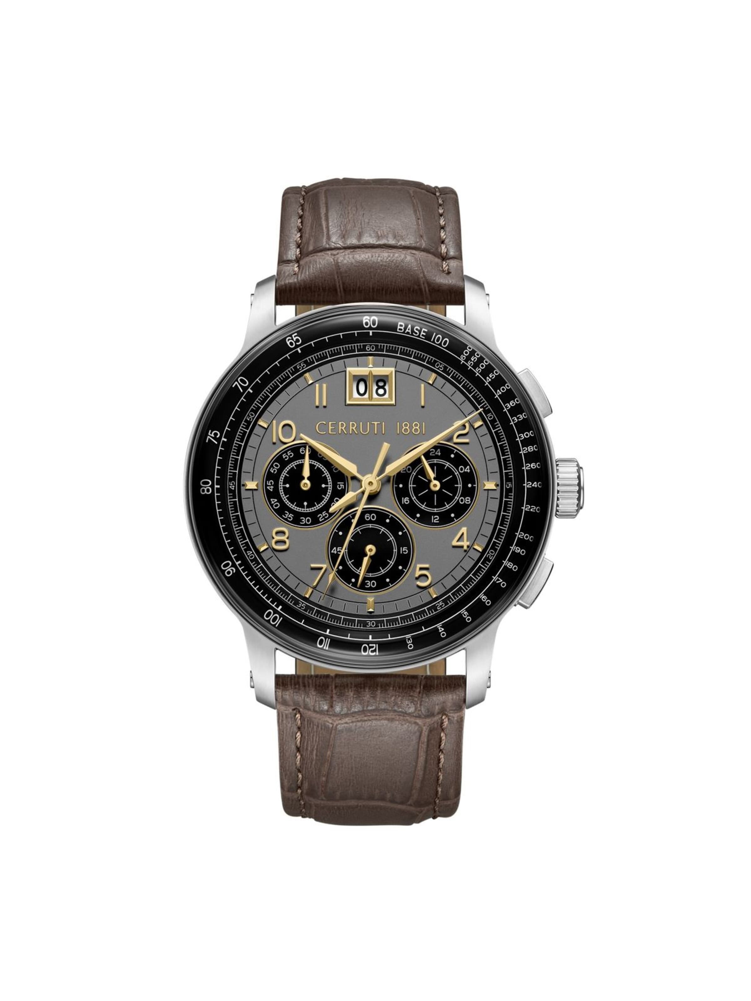 Montre à affichage analogique CERRUTI 1881 en marron : devant