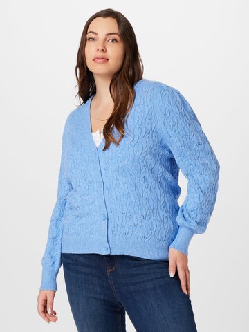 ONLY Carmakoma Knit Cardigan 'FIA KATIA' in Blue: front