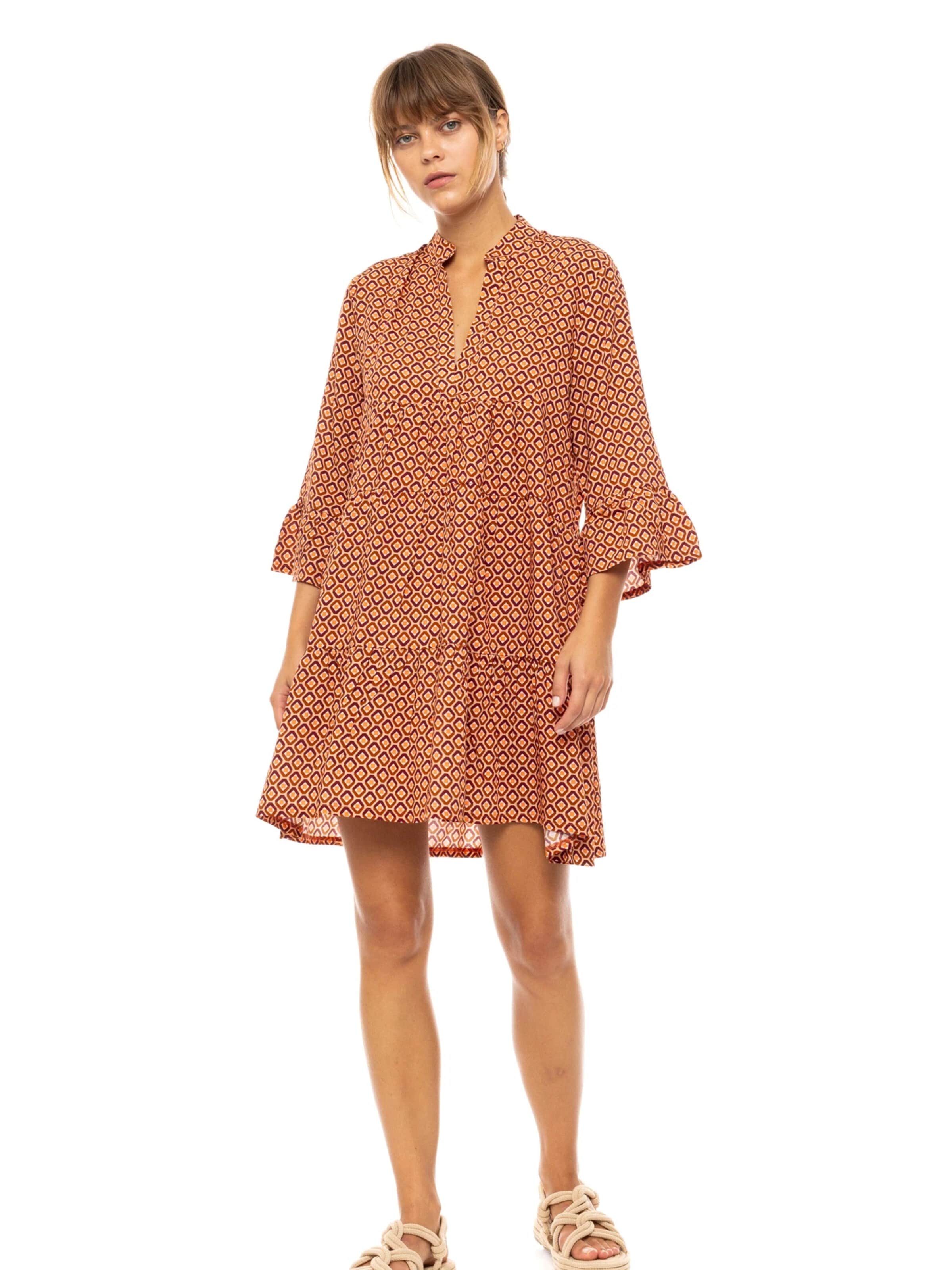 Pink Label Zomerjurk 'BEACHWEAR PRISM GEO' in Bruin