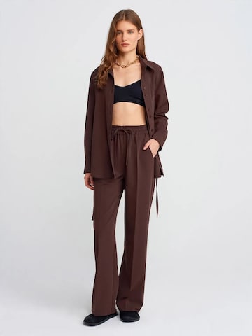 Dilvin Wide leg Broek in Bruin