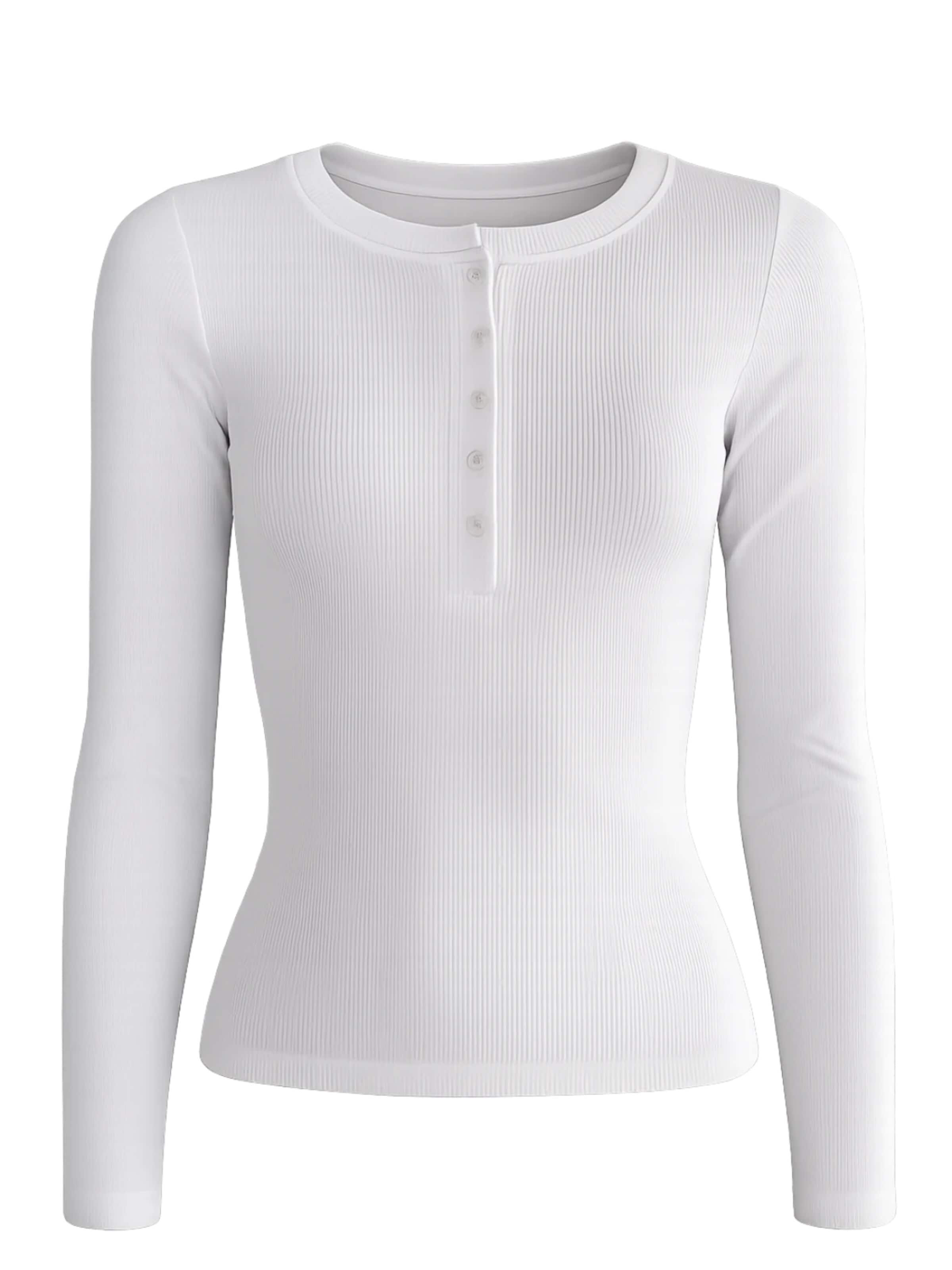 ARMIE Shirt 'The Petra Henley Top - White' in White: front