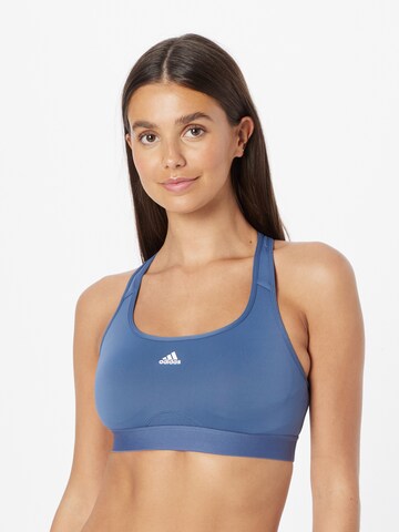 ADIDAS PERFORMANCE Bralette Sports Bra 'Powerreact Medium-Support' in Blue: front