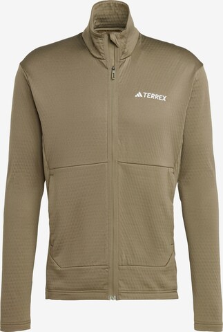 ADIDAS TERREX Athletic Fleece Jacket in Green: front